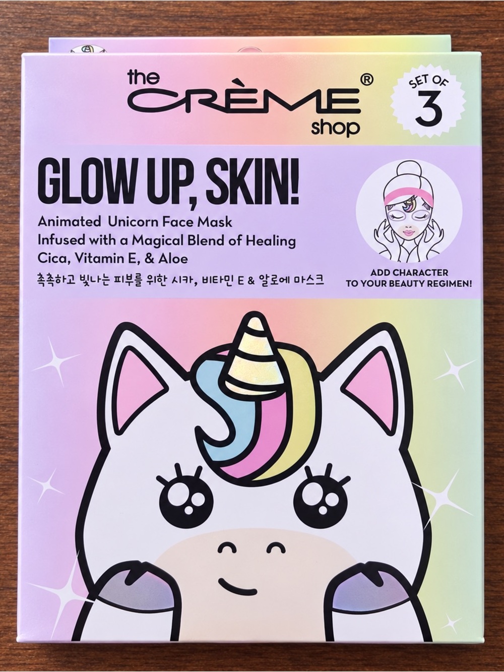 The Crème Shop Glow Up, Skin! Animated Unicorn Face Mask 3-pack